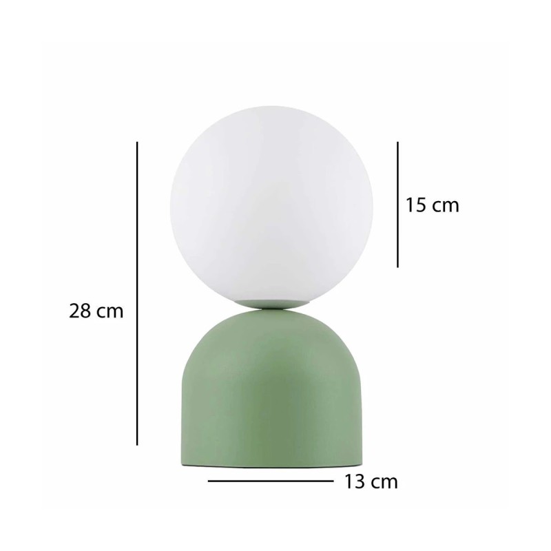 GloboStar® MAGIC 204-0130 Μοντέρνο Eπιτραπέζιο Φωτιστικό Μονόφωτο 1 x E27 IP20 Πράσινο Μέταλλο με Λευκό Γυαλί - Μ13 x Π13 x Υ28cm