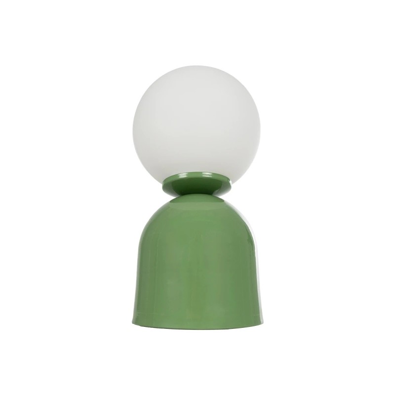 GloboStar® MAGIC 204-0130 Μοντέρνο Eπιτραπέζιο Φωτιστικό Μονόφωτο 1 x E27 IP20 Πράσινο Μέταλλο με Λευκό Γυαλί - Μ13 x Π13 x Υ28cm