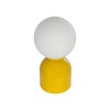 GloboStar® MAGIC 204-0131 Μοντέρνο Eπιτραπέζιο Φωτιστικό Μονόφωτο 1 x E27 IP20 Κίτρινο Μέταλλο με Λευκό Γυαλί - Μ13 x Π13 x Υ28cm
