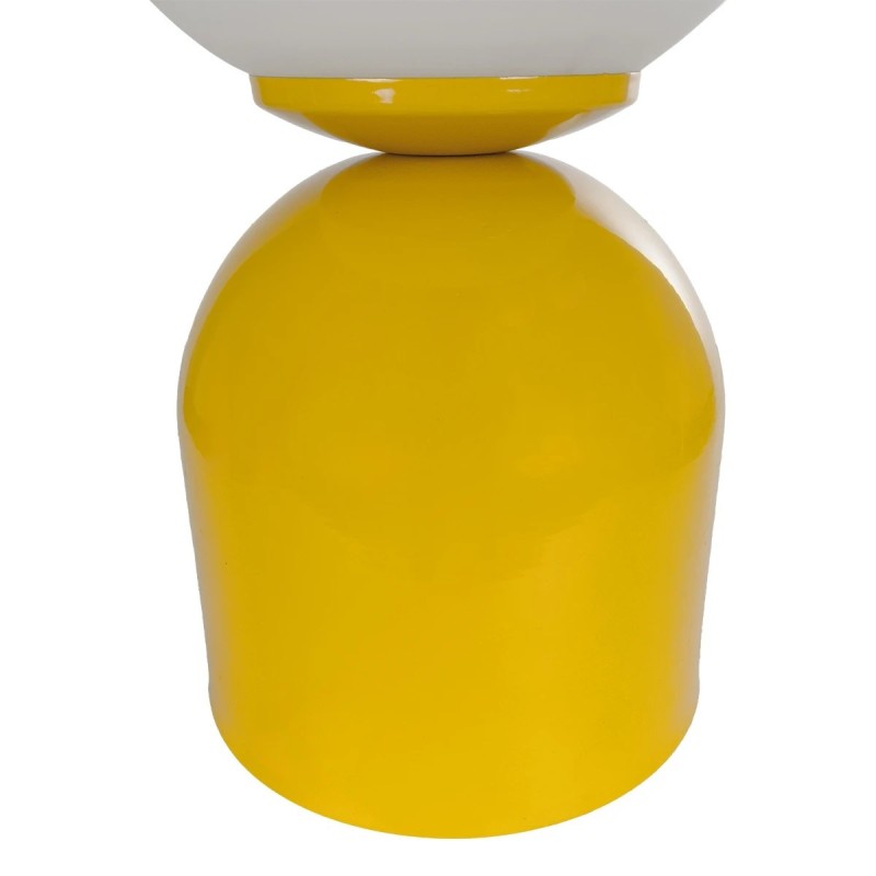 GloboStar® MAGIC 204-0131 Μοντέρνο Eπιτραπέζιο Φωτιστικό Μονόφωτο 1 x E27 IP20 Κίτρινο Μέταλλο με Λευκό Γυαλί - Μ13 x Π13 x Υ28cm