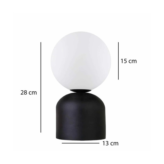 GloboStar® MAGIC 204-0132 Μοντέρνο Eπιτραπέζιο Φωτιστικό Μονόφωτο 1 x E14 IP20 Μαύρο Μέταλλο με Λευκό Γυαλί - Μ13 x Π13 x Υ28cm GloboStar® MAGIC 204-0132 Μοντέρνο Eπιτραπέζιο Φωτιστικό Μονόφωτο 1 x E27 IP20 Μαύρο Μέταλλο με Λευκό Γυαλί - Μ13 x Π13 x Υ28cm