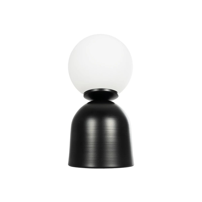 GloboStar® MAGIC 204-0132 Μοντέρνο Eπιτραπέζιο Φωτιστικό Μονόφωτο 1 x E27 IP20 Μαύρο Μέταλλο με Λευκό Γυαλί - Μ13 x Π13 x Υ28cm