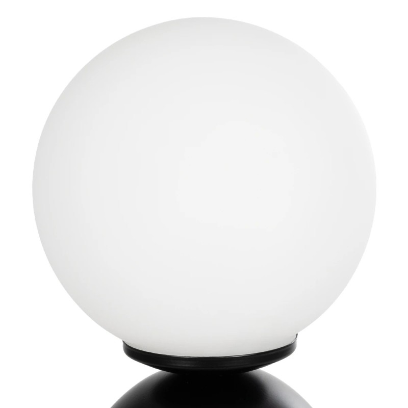 GloboStar® MAGIC 204-0132 Μοντέρνο Eπιτραπέζιο Φωτιστικό Μονόφωτο 1 x E27 IP20 Μαύρο Μέταλλο με Λευκό Γυαλί - Μ13 x Π13 x Υ28cm