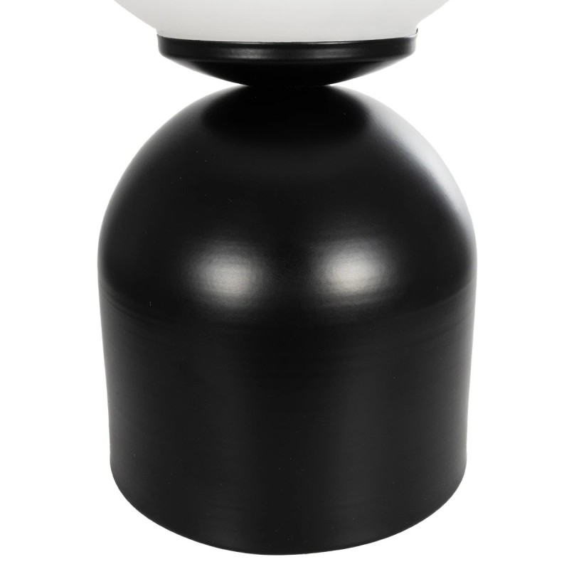 GloboStar® MAGIC 204-0132 Μοντέρνο Eπιτραπέζιο Φωτιστικό Μονόφωτο 1 x E27 IP20 Μαύρο Μέταλλο με Λευκό Γυαλί - Μ13 x Π13 x Υ28cm