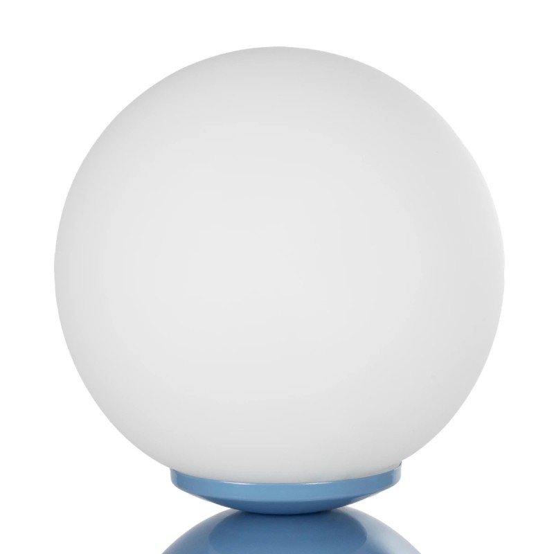 GloboStar® MAGIC 204-0133 Μοντέρνο Eπιτραπέζιο Φωτιστικό Μονόφωτο 1 x E27 IP20 Μπλε Μέταλλο με Λευκό Γυαλί - Μ13 x Π13 x Υ28cm