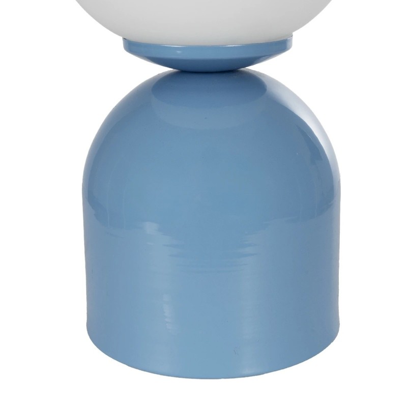 GloboStar® MAGIC 204-0133 Μοντέρνο Eπιτραπέζιο Φωτιστικό Μονόφωτο 1 x E27 IP20 Μπλε Μέταλλο με Λευκό Γυαλί - Μ13 x Π13 x Υ28cm