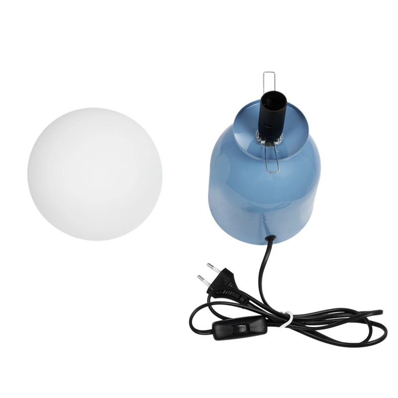 GloboStar® MAGIC 204-0133 Μοντέρνο Eπιτραπέζιο Φωτιστικό Μονόφωτο 1 x E27 IP20 Μπλε Μέταλλο με Λευκό Γυαλί - Μ13 x Π13 x Υ28cm