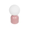 GloboStar® MAGIC 204-0134 Μοντέρνο Eπιτραπέζιο Φωτιστικό Μονόφωτο 1 x E27 IP20 Ροζ Μέταλλο με Λευκό Γυαλί - Μ13 x Π13 x Υ28cm