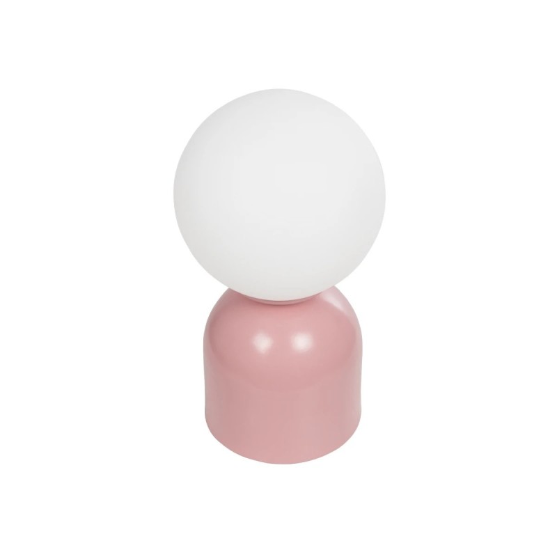 GloboStar® MAGIC 204-0134 Μοντέρνο Eπιτραπέζιο Φωτιστικό Μονόφωτο 1 x E27 IP20 Ροζ Μέταλλο με Λευκό Γυαλί - Μ13 x Π13 x Υ28cm