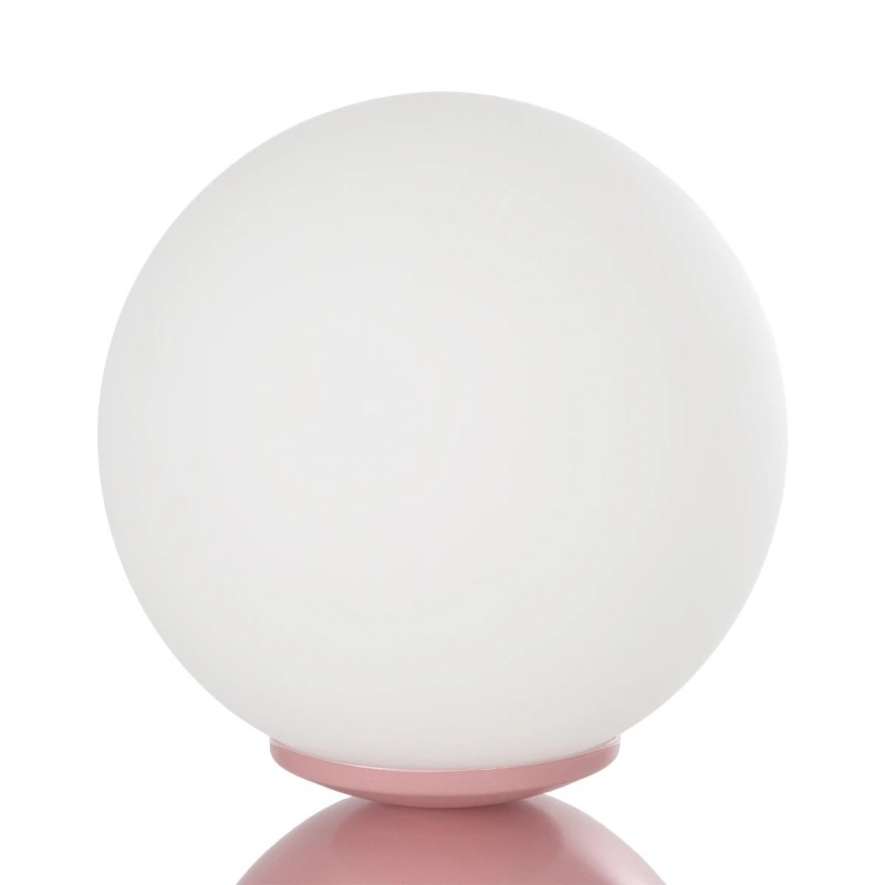 GloboStar® MAGIC 204-0134 Μοντέρνο Eπιτραπέζιο Φωτιστικό Μονόφωτο 1 x E27 IP20 Ροζ Μέταλλο με Λευκό Γυαλί - Μ13 x Π13 x Υ28cm