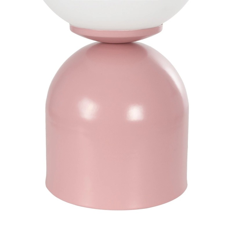 GloboStar® MAGIC 204-0134 Μοντέρνο Eπιτραπέζιο Φωτιστικό Μονόφωτο 1 x E27 IP20 Ροζ Μέταλλο με Λευκό Γυαλί - Μ13 x Π13 x Υ28cm