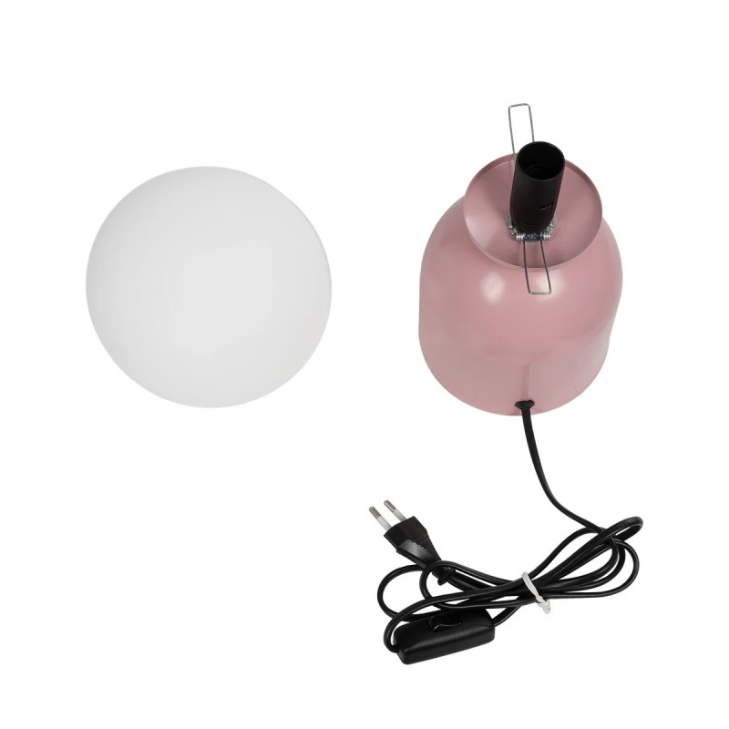 GloboStar® MAGIC 204-0134 Μοντέρνο Eπιτραπέζιο Φωτιστικό Μονόφωτο 1 x E27 IP20 Ροζ Μέταλλο με Λευκό Γυαλί - Μ13 x Π13 x Υ28cm