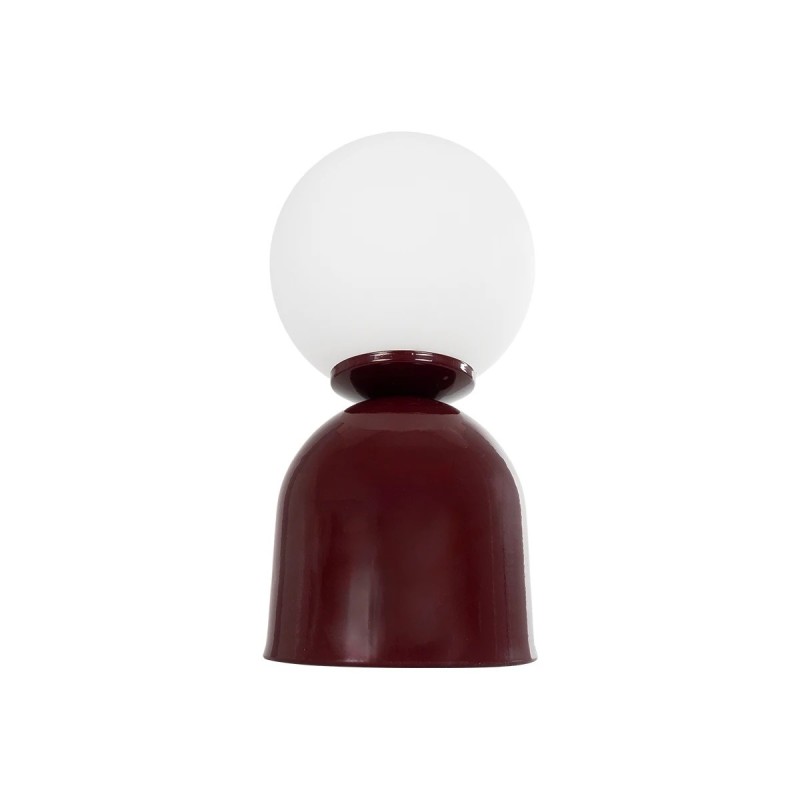 GloboStar® MAGIC 204-0135 Μοντέρνο Eπιτραπέζιο Φωτιστικό Μονόφωτο 1 x E27 IP20 Κόκκινο Μέταλλο με Λευκό Γυαλί - Μ13 x Π13 x Υ28cm