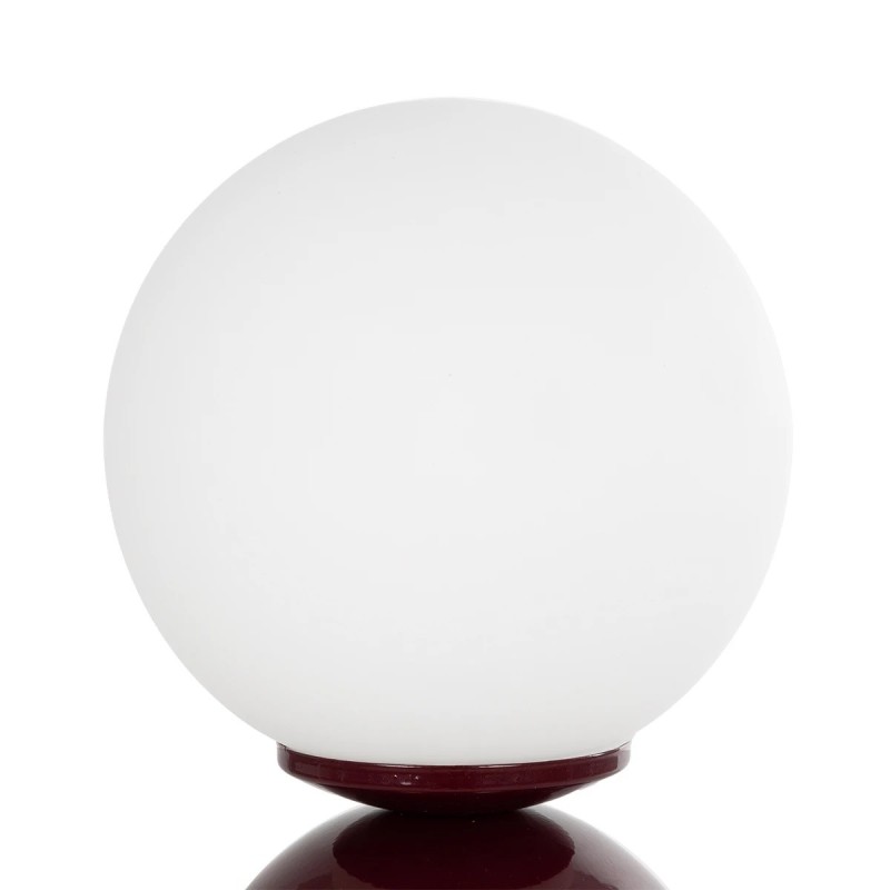 GloboStar® MAGIC 204-0135 Μοντέρνο Eπιτραπέζιο Φωτιστικό Μονόφωτο 1 x E27 IP20 Κόκκινο Μέταλλο με Λευκό Γυαλί - Μ13 x Π13 x Υ28cm