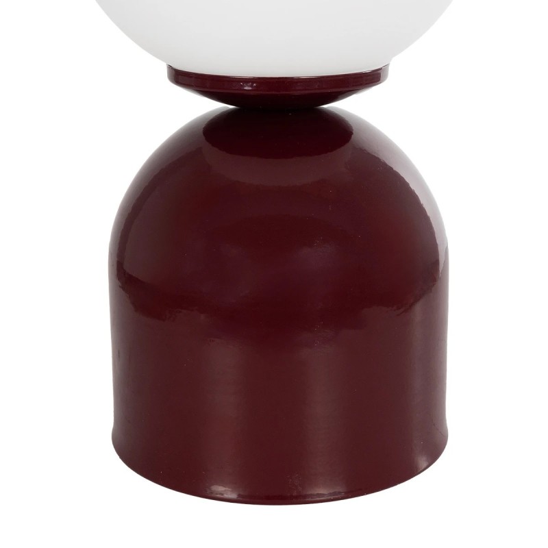 GloboStar® MAGIC 204-0135 Μοντέρνο Eπιτραπέζιο Φωτιστικό Μονόφωτο 1 x E27 IP20 Κόκκινο Μέταλλο με Λευκό Γυαλί - Μ13 x Π13 x Υ28cm