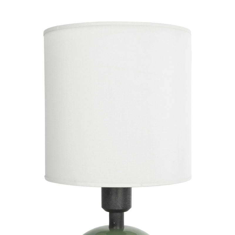 GloboStar® LOREN 204-0136 Μοντέρνο Eπιτραπέζιο Φωτιστικό Μονόφωτο 1 x E27 IP20 Πράσινο Μέταλλο με Μπεζ Ύφασμα - Μ15 x Π15 x Υ31cm