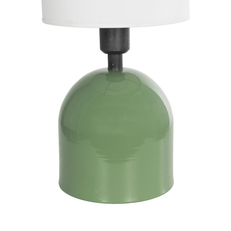 GloboStar® LOREN 204-0136 Μοντέρνο Eπιτραπέζιο Φωτιστικό Μονόφωτο 1 x E27 IP20 Πράσινο Μέταλλο με Μπεζ Ύφασμα - Μ15 x Π15 x Υ31cm