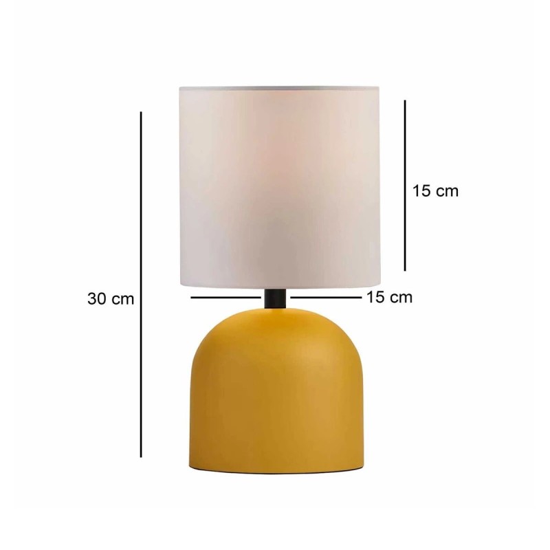 GloboStar® LOREN 204-0137 Μοντέρνο Eπιτραπέζιο Φωτιστικό Μονόφωτο 1 x E27 IP20 Κίτρινο Μέταλλο με Μπεζ        Ύφασμα - Μ15 x Π15 x Υ31cm