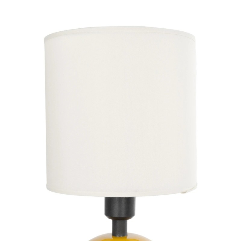 GloboStar® LOREN 204-0137 Μοντέρνο Eπιτραπέζιο Φωτιστικό Μονόφωτο 1 x E27 IP20 Κίτρινο Μέταλλο με Μπεζ        Ύφασμα - Μ15 x Π15 x Υ31cm