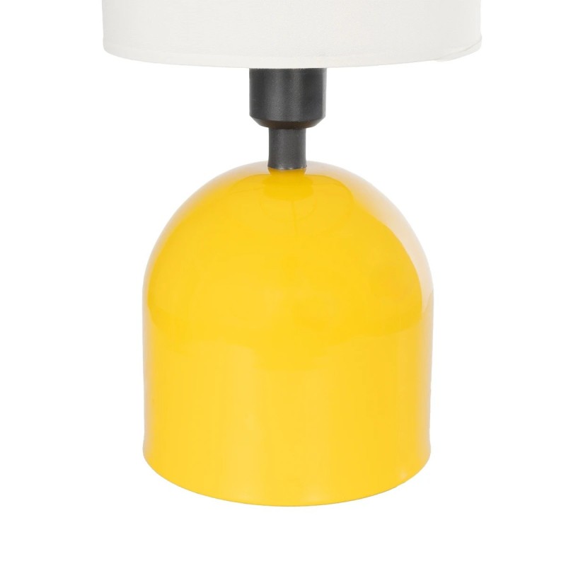 GloboStar® LOREN 204-0137 Μοντέρνο Eπιτραπέζιο Φωτιστικό Μονόφωτο 1 x E27 IP20 Κίτρινο Μέταλλο με Μπεζ        Ύφασμα - Μ15 x Π15 x Υ31cm