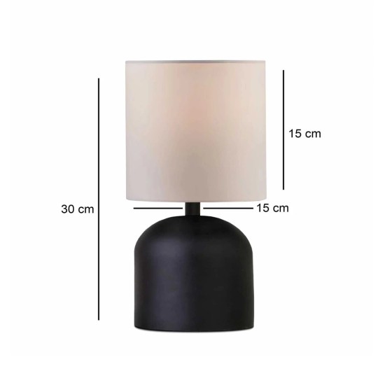 GloboStar® LOREN 204-0138 Μοντέρνο Eπιτραπέζιο Φωτιστικό Μονόφωτο 1 x E27 IP20 Μαύρο Μέταλλο με Μπεζ Ύφασμα - Μ15 x Π15 x Υ31cm GloboStar® LOREN 204-0138 Μοντέρνο Eπιτραπέζιο Φωτιστικό Μονόφωτο 1 x E27 IP20 Μαύρο Μέταλλο με Μπεζ Ύφασμα - Μ15 x Π15 x Υ31cm