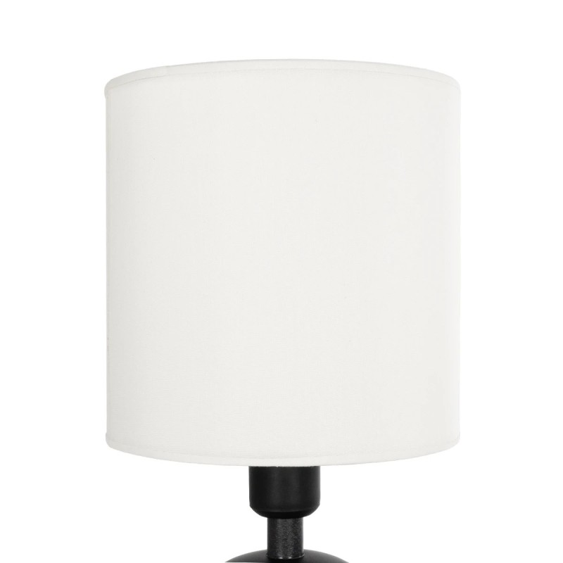 GloboStar® LOREN 204-0138 Μοντέρνο Eπιτραπέζιο Φωτιστικό Μονόφωτο 1 x E27 IP20 Μαύρο Μέταλλο με Μπεζ  Ύφασμα - Μ15 x Π15 x Υ31cm