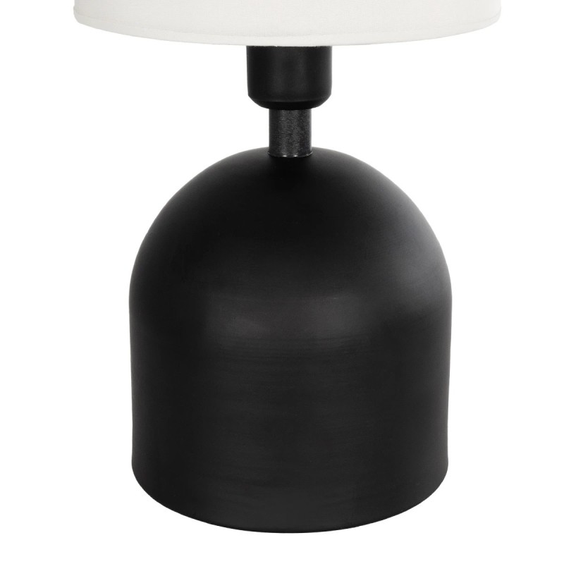 GloboStar® LOREN 204-0138 Μοντέρνο Eπιτραπέζιο Φωτιστικό Μονόφωτο 1 x E27 IP20 Μαύρο Μέταλλο με Μπεζ  Ύφασμα - Μ15 x Π15 x Υ31cm