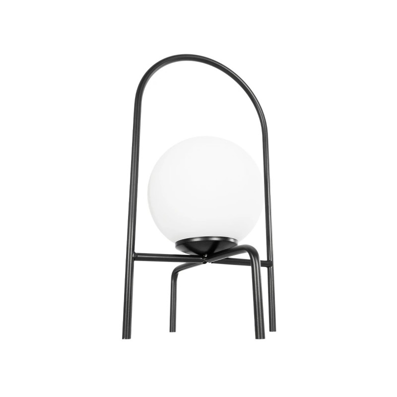 GloboStar® SPIDY 204-0139 Μοντέρνο Eπιτραπέζιο Φωτιστικό Μονόφωτο 1 x E27 IP20 Μαύρο Μέταλλο με Λευκό Γυαλί - Μ20 x Π20 x Υ37cm