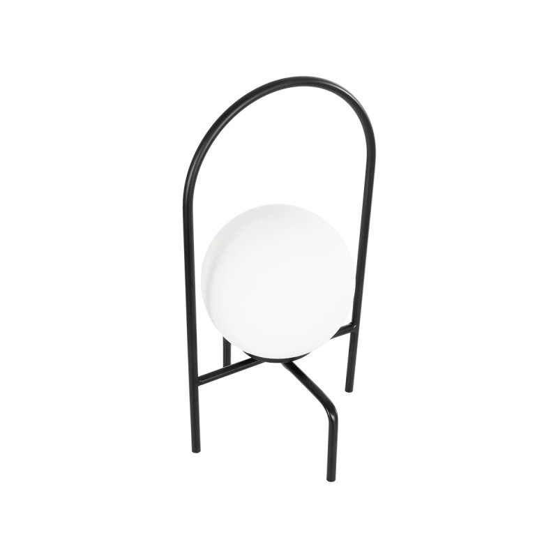 GloboStar® SPIDY 204-0139 Μοντέρνο Eπιτραπέζιο Φωτιστικό Μονόφωτο 1 x E27 IP20 Μαύρο Μέταλλο με Λευκό Γυαλί - Μ20 x Π20 x Υ37cm