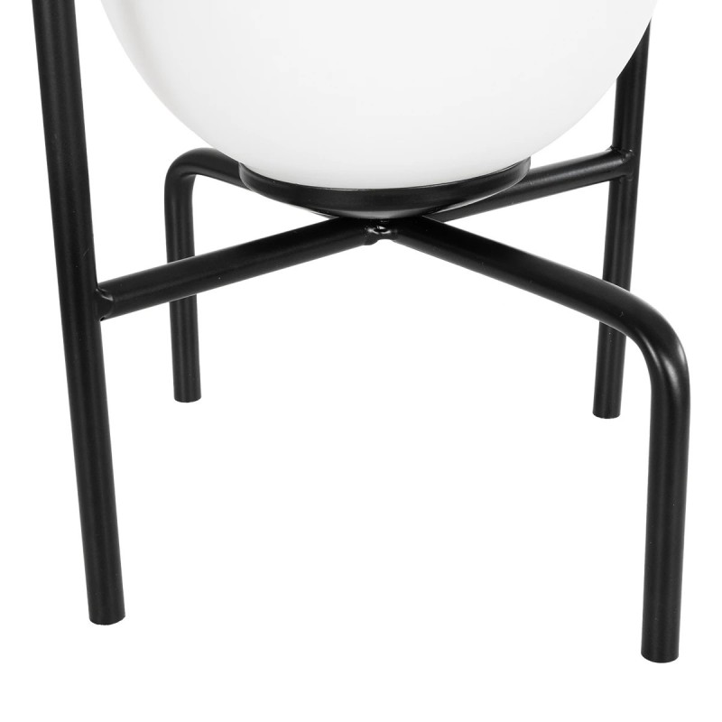 GloboStar® SPIDY 204-0139 Μοντέρνο Eπιτραπέζιο Φωτιστικό Μονόφωτο 1 x E27 IP20 Μαύρο Μέταλλο με Λευκό Γυαλί - Μ20 x Π20 x Υ37cm