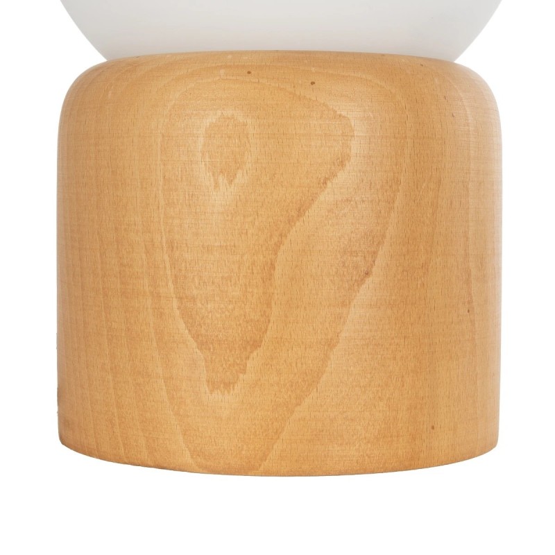 GloboStar® BOARD 204-0144 Μοντέρνο Eπιτραπέζιο Φωτιστικό Μονόφωτο 1 x E27 IP20 Μπεζ Ξύλο με Λευκό Γυαλί - Μ15 x Π15 x Υ25cm