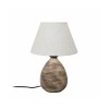 GloboStar® LISBON 204-0150 Vintage Eπιτραπέζιο Φωτιστικό Μονόφωτο 1 x E27 IP20 Καφέ Κεραμικό με Μπεζ Ύφασμα - Μ22 x Π22 x Υ30cm