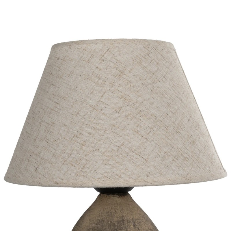 GloboStar® LISBON 204-0150 Vintage Eπιτραπέζιο Φωτιστικό Μονόφωτο 1 x E27 IP20 Καφέ Κεραμικό με Μπεζ Ύφασμα - Μ22 x Π22 x Υ30cm