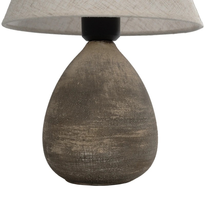 GloboStar® LISBON 204-0150 Vintage Eπιτραπέζιο Φωτιστικό Μονόφωτο 1 x E27 IP20 Καφέ Κεραμικό με Μπεζ Ύφασμα - Μ22 x Π22 x Υ30cm