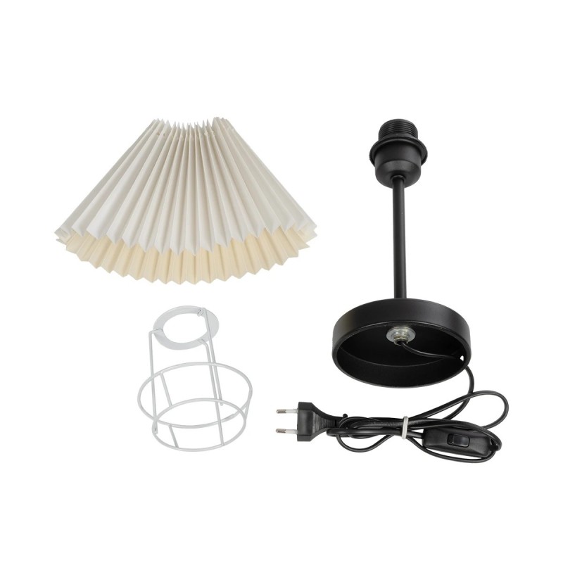 GloboStar® ORACLE 204-0156 Μοντέρνο Eπιτραπέζιο Φωτιστικό Μονόφωτο 1 x E27 IP20 Μαύρο Μέταλλο με Μπεζ Ύφασμα - Μ22 x Π22 x Υ36cm