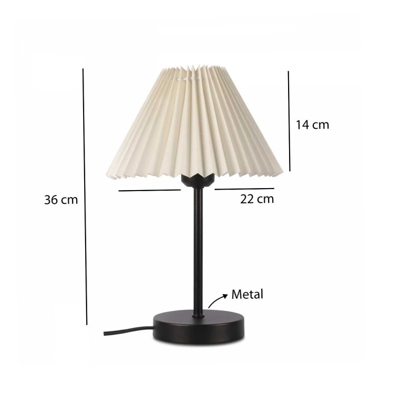 GloboStar® ORACLE 204-0156 Μοντέρνο Eπιτραπέζιο Φωτιστικό Μονόφωτο 1 x E27 IP20 Μαύρο Μέταλλο με Μπεζ Ύφασμα - Μ22 x Π22 x Υ36cm