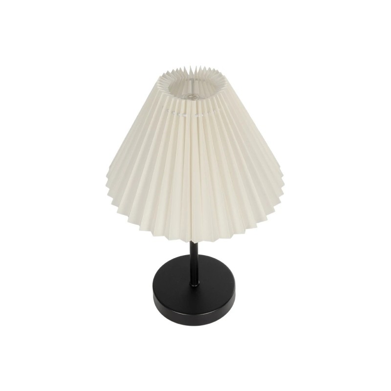 GloboStar® ORACLE 204-0156 Μοντέρνο Eπιτραπέζιο Φωτιστικό Μονόφωτο 1 x E27 IP20 Μαύρο Μέταλλο με Μπεζ Ύφασμα - Μ22 x Π22 x Υ36cm