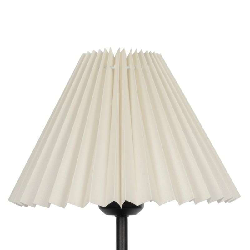 GloboStar® ORACLE 204-0156 Μοντέρνο Eπιτραπέζιο Φωτιστικό Μονόφωτο 1 x E27 IP20 Μαύρο Μέταλλο με Μπεζ Ύφασμα - Μ22 x Π22 x Υ36cm