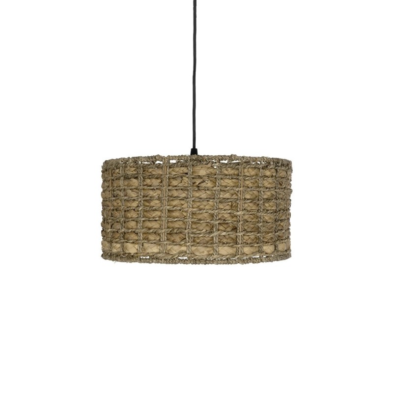 GloboStar® POMEGRANDE 204-0157 Boho Κρεμαστό Φωτιστικό Kαπέλο Μονόφωτο 1 x E27 IP20 Μπεζ Rattan - Μ30 x Π30 x Υ16cm