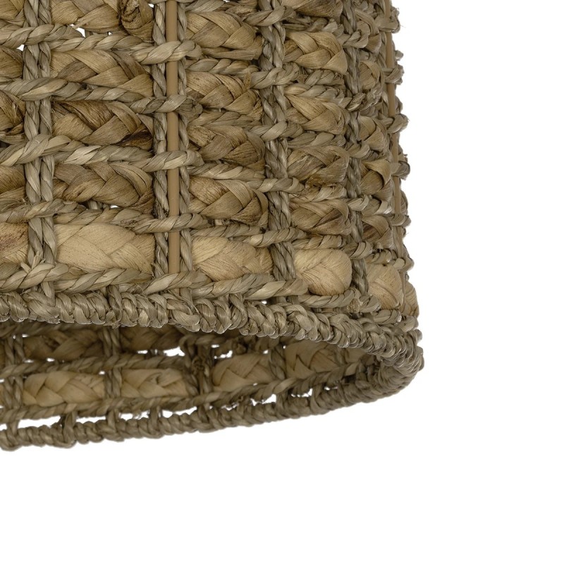 GloboStar® POMEGRANDE 204-0157 Boho Κρεμαστό Φωτιστικό Kαπέλο Μονόφωτο 1 x E27 IP20 Μπεζ Rattan - Μ30 x Π30 x Υ16cm