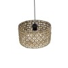 GloboStar® POMEGRANDE 204-0158 Boho Κρεμαστό Φωτιστικό Kαπέλο Μονόφωτο 1 x E27 IP20 Μπεζ Rattan με Καφέ Ξυλο - Μ30 x Π30 x Υ16cm