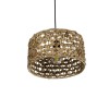GloboStar® POMEGRANDE 204-0160 Boho Κρεμαστό Φωτιστικό Kαπέλο Μονόφωτο 1 x E27 IP20 Καφέ Rattan - Μ29 x Π29 x Υ16cm