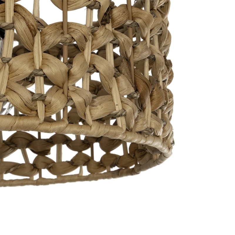 GloboStar® POMEGRANDE 204-0160 Boho Κρεμαστό Φωτιστικό Kαπέλο Μονόφωτο 1 x E27 IP20 Καφέ Rattan - Μ29 x Π29 x Υ16cm