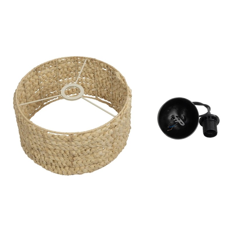 GloboStar® POMEGRANDE 204-0161 Boho Κρεμαστό Φωτιστικό Kαπέλο Μονόφωτο 1 x E27 IP20 Μπεζ Rattan - Μ29 x Π29 x Υ15cm