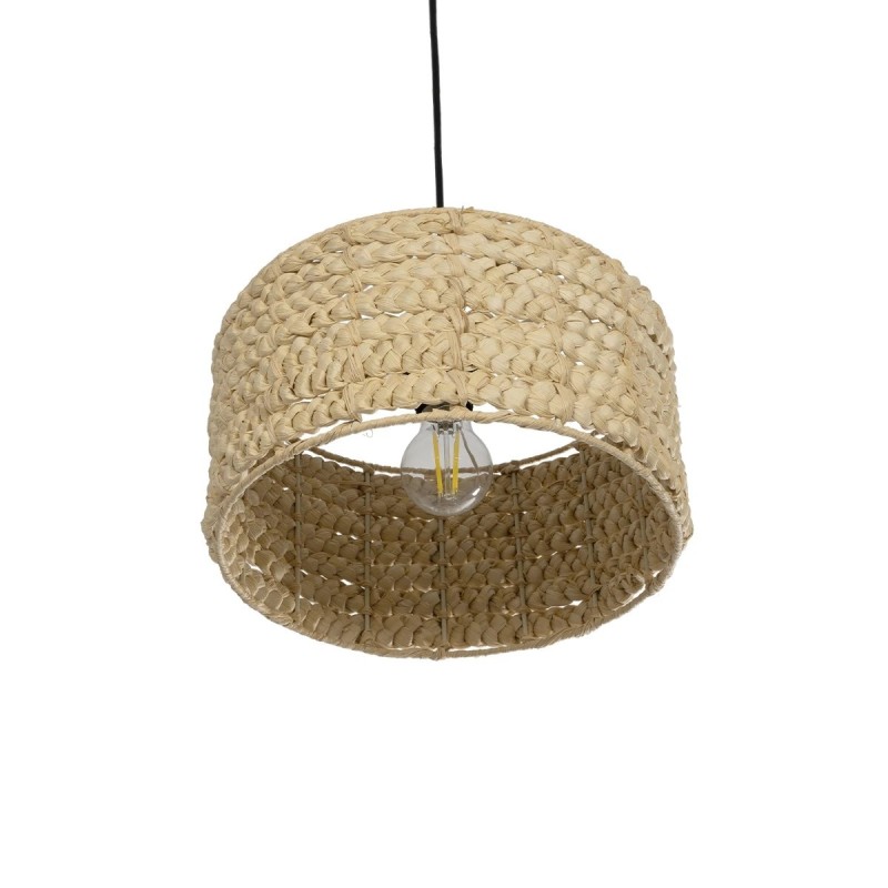 GloboStar® POMEGRANDE 204-0161 Boho Κρεμαστό Φωτιστικό Kαπέλο Μονόφωτο 1 x E27 IP20 Μπεζ Rattan - Μ29 x Π29 x Υ15cm