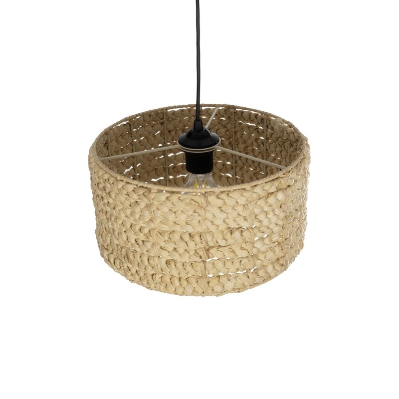 GloboStar® POMEGRANDE 204-0161 Boho Κρεμαστό Φωτιστικό Kαπέλο Μονόφωτο 1 x E27 IP20 Μπεζ Rattan - Μ29 x Π29 x Υ15cm