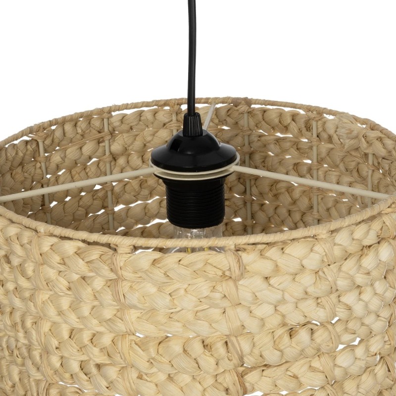 GloboStar® POMEGRANDE 204-0161 Boho Κρεμαστό Φωτιστικό Kαπέλο Μονόφωτο 1 x E27 IP20 Μπεζ Rattan - Μ29 x Π29 x Υ15cm
