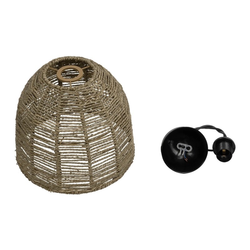 GloboStar® MEKA 204-0162 Boho Κρεμαστό Φωτιστικό Καμπάνα Μονόφωτο 1 x E27 IP20 Καφε Σχοινί - Μ31 x Π31 x Υ26cm