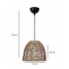 GloboStar® MEKA 204-0162 Boho Κρεμαστό Φωτιστικό Καμπάνα Μονόφωτο 1 x E27 IP20 Καφε Σχοινί - Μ31 x Π31 x Υ26cm