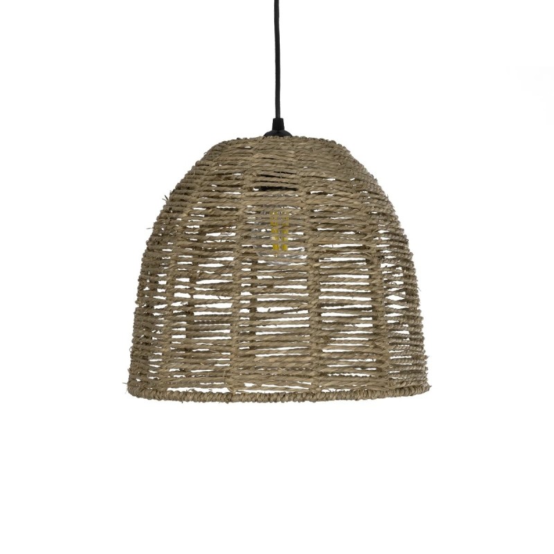 GloboStar® MEKA 204-0162 Boho Κρεμαστό Φωτιστικό Καμπάνα Μονόφωτο 1 x E27 IP20 Καφε Σχοινί - Μ31 x Π31 x Υ26cm